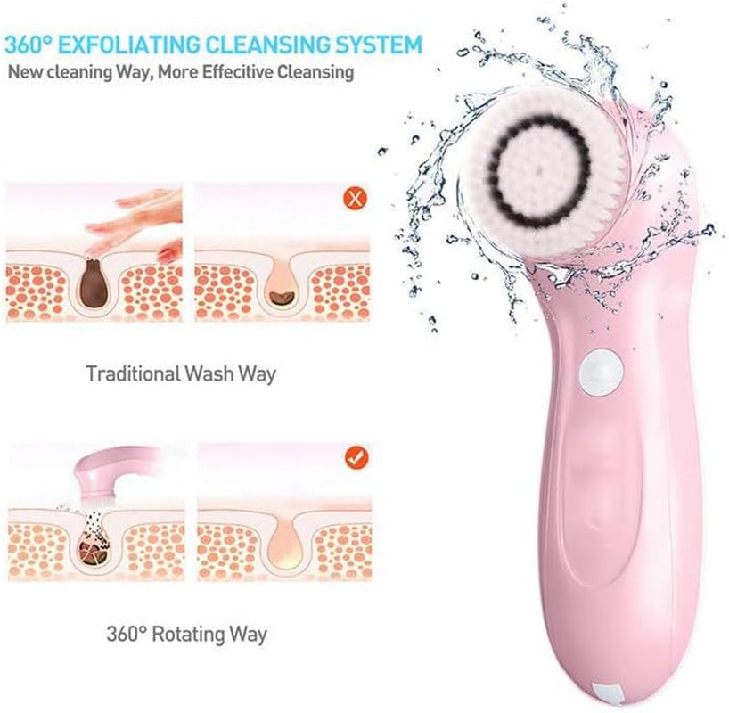 Electric Face Brush – Advanced Face Cleansing Brush with 3 Interchangeable Heads & 2 Speeds -  Premium Face Scrubber & Massaging Tool Device for Men & Women Suitable for All Skin Types