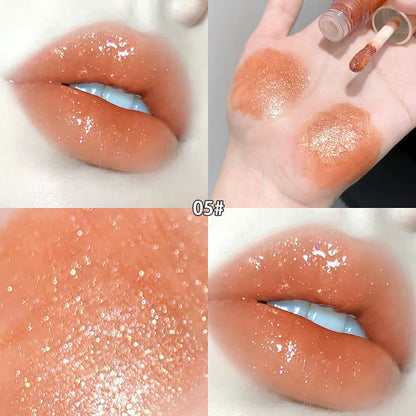 Moisturizing Plump and Sparkling Lip Gloss Mirror Water Lip Glaze Moisturizing Lip Oil Diamond Shimmer Glitter Liquid Lipsticks