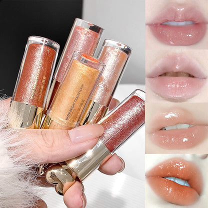 Moisturizing Plump and Sparkling Lip Gloss Mirror Water Lip Glaze Moisturizing Lip Oil Diamond Shimmer Glitter Liquid Lipsticks