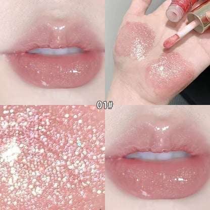 Moisturizing Plump and Sparkling Lip Gloss Mirror Water Lip Glaze Moisturizing Lip Oil Diamond Shimmer Glitter Liquid Lipsticks