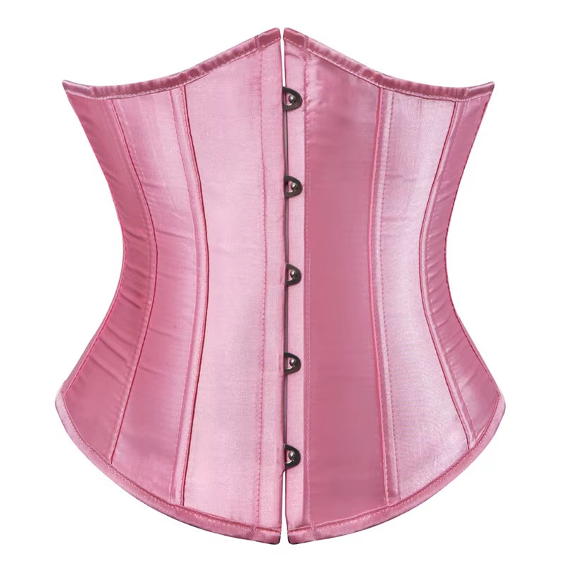 Sexy Satin Overbust Corset Top Lace Bowknot Decorated Clubwear Showgirl Body Shaper plus Size