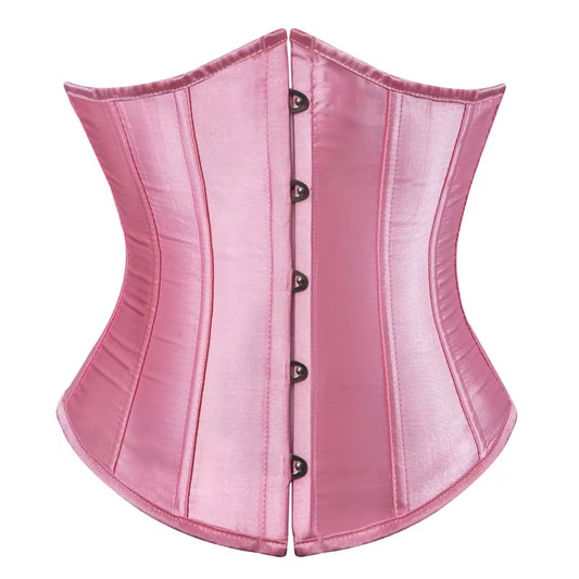 Sexy Satin Overbust Corset Top Lace Bowknot Decorated Clubwear Showgirl Body Shaper plus Size