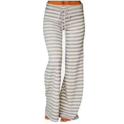 Pyjama Pants Woman Comfortable Cotton Sleep Striped Floor-Grazing Pajama Pants Sumptuous Loungewear Drawstring Pyjamas Bottoms