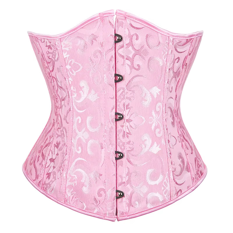 Sexy Satin Overbust Corset Top Lace Bowknot Decorated Clubwear Showgirl Body Shaper plus Size