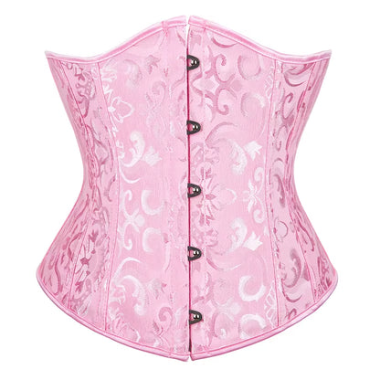 Sexy Satin Overbust Corset Top Lace Bowknot Decorated Clubwear Showgirl Body Shaper plus Size
