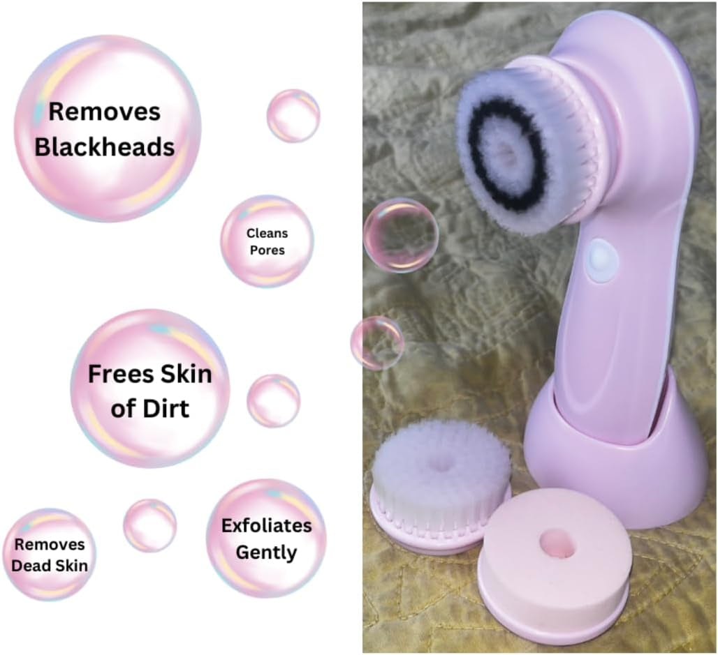 Electric Face Brush – Advanced Face Cleansing Brush with 3 Interchangeable Heads & 2 Speeds -  Premium Face Scrubber & Massaging Tool Device for Men & Women Suitable for All Skin Types
