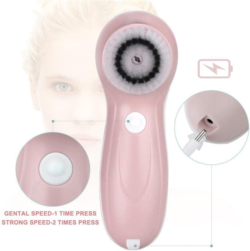 Electric Face Brush – Advanced Face Cleansing Brush with 3 Interchangeable Heads & 2 Speeds -  Premium Face Scrubber & Massaging Tool Device for Men & Women Suitable for All Skin Types