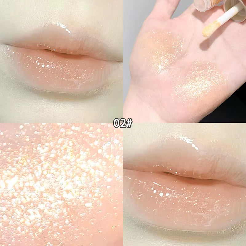 Moisturizing Plump and Sparkling Lip Gloss Mirror Water Lip Glaze Moisturizing Lip Oil Diamond Shimmer Glitter Liquid Lipsticks