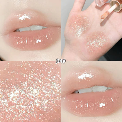 Moisturizing Plump and Sparkling Lip Gloss Mirror Water Lip Glaze Moisturizing Lip Oil Diamond Shimmer Glitter Liquid Lipsticks
