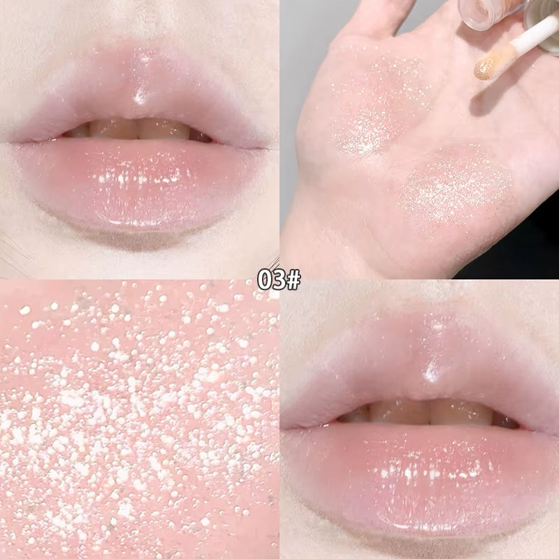 Moisturizing Plump and Sparkling Lip Gloss Mirror Water Lip Glaze Moisturizing Lip Oil Diamond Shimmer Glitter Liquid Lipsticks